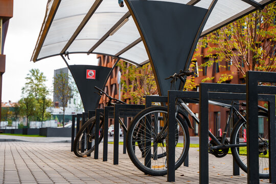 Bicycle parking on the city street