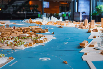 Fototapeta na wymiar Gothenburg city miniature. Development plans and model at the Chalmers technical university in Gothenburg, Sweden