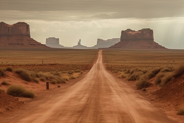 Fototapeta na wymiar road in the desert created with Generative AI technology