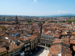 Fototapeta na wymiar Panorama of the city of Verona (Italy) taken from Torre dei Lamberti
