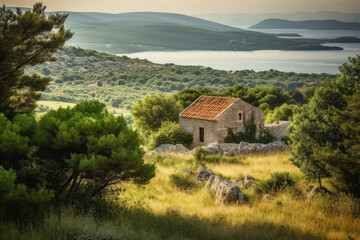 Fototapeta na wymiar Croatia landscape created with Generative AI technology
