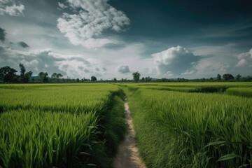 Fototapeta premium field of wheat created with Generative AI technology