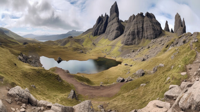 lake in the mountains created with Generative AI technology