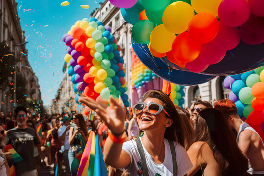 LGBT Madrid Pride Parade Participants, AI Generative LGBTQ Festival Illustration