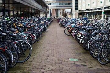 Huge bicycle parking in Amsterdam