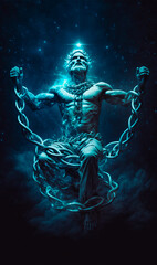 Fototapeta premium Chained God: The Fall of a Once-Mighty Deity