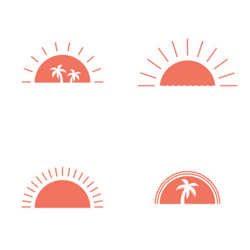 set of monochrome sun signs vector