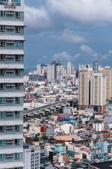Fototapeta premium Vertical shot of Makati cityscape, Philippines.