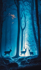 Graceful Guardians: Mystical Reindeer in the Forest