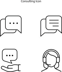 Fototapeta premium Consult line icons. Online consulting sign. Quality design element. Linear style consult icon.