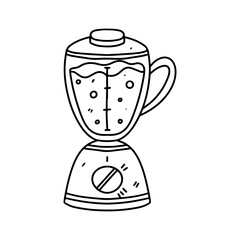 Blender for smoothies in hand drawn doodle style. Vector illustration isolated on white. Coloring page.