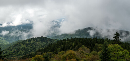 Foggy Morning in the Valleys of the Appalachian Mountains View from The Blue Ridge Parkway