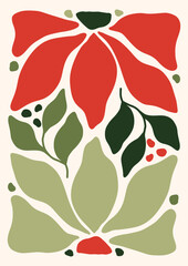 Holiday Poster tile Christmas wall art print xmas bell leaf botanical 70s wall art clipart holly jolly baby card merry tree 