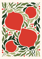 Holiday Poster tile Christmas wall art print xmas bell leaf botanical 70s wall art clipart holly jolly baby card merry tree 