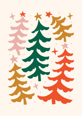 Holiday Poster tile Christmas wall art print xmas bell leaf botanical 70s wall art clipart holly jolly baby card merry tree 