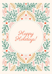 Holiday Poster tile Christmas wall art print xmas bell leaf botanical 70s wall art clipart holly jolly baby card merry tree 