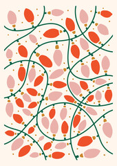 Holiday Poster tile Christmas wall art print xmas bell leaf botanical 70s wall art clipart holly jolly baby card merry tree 