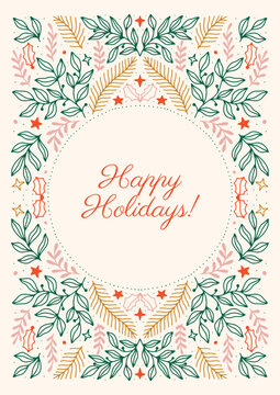 Holiday Poster tile Christmas wall art print xmas bell leaf botanical 70s wall art clipart holly jolly baby card merry tree 