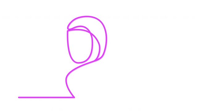 Hijab girl silhouette self drawing animation. Luma matte, alpha channel. Line art	