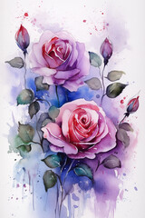 watercolor painting of a bouquet of flowers ai generative
