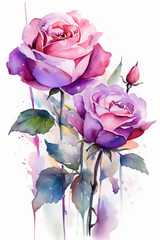 Fototapeta na wymiar watercolor painting of a bouquet of flowers ai generative