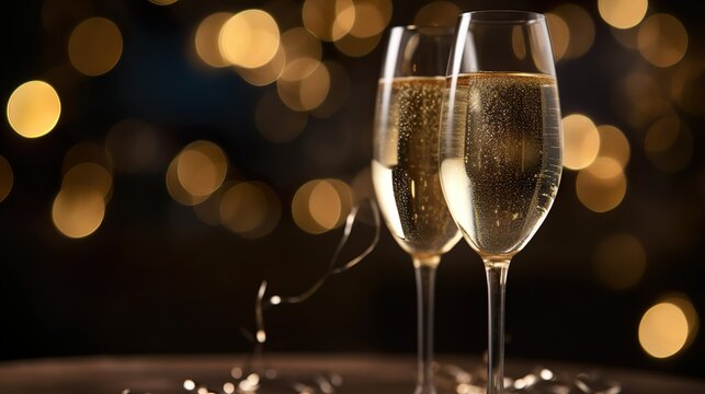 Frohes Neues Jahr, Champagner, Sekt, Anstoßen, generative AI