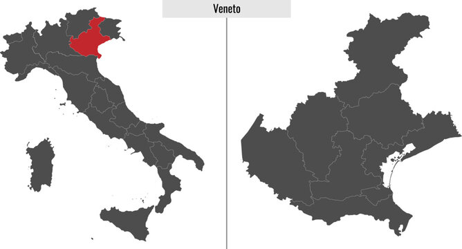 map of Veneto province of Italy