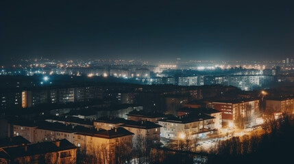 Naklejka premium Cityscape at night of a lesser known city