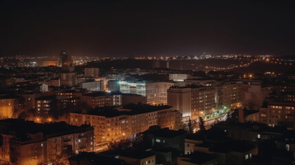 Cityscape at night of a lesser known city