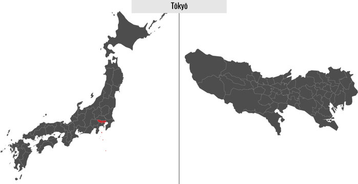 map of Tokyo prefecture of Japan