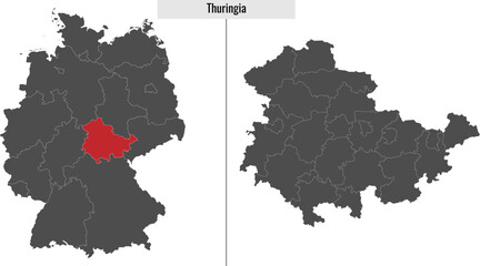 map of Thuringia state of Germany
