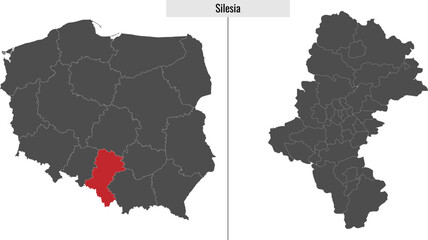 map of Silesia voivodship province of Poland - obrazy, fototapety, plakaty