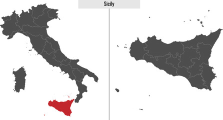 map of Sicily province of Italy - obrazy, fototapety, plakaty