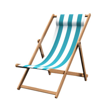 folding beach chair, wooden sun lounger on transparent background. generative AI