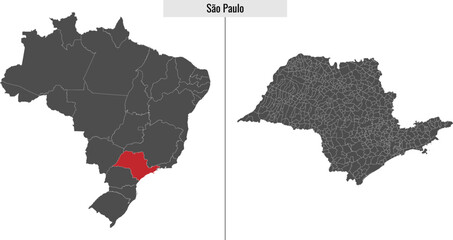 map of Sao Paulo state of Brazil