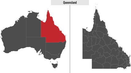map of Queensland state of Australia