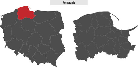 map of Pomerania voivodship province of Poland