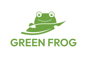green frog creative minimal animal logo design template