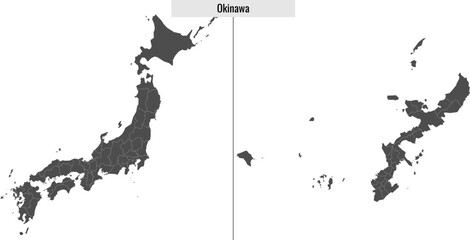 map of Okinawa prefecture of Japan - obrazy, fototapety, plakaty