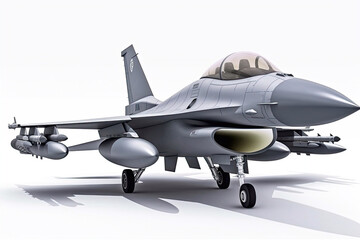 Fototapeta na wymiar Illustration of a F16 Fighter Jet Isolated on White Background, Generative AI