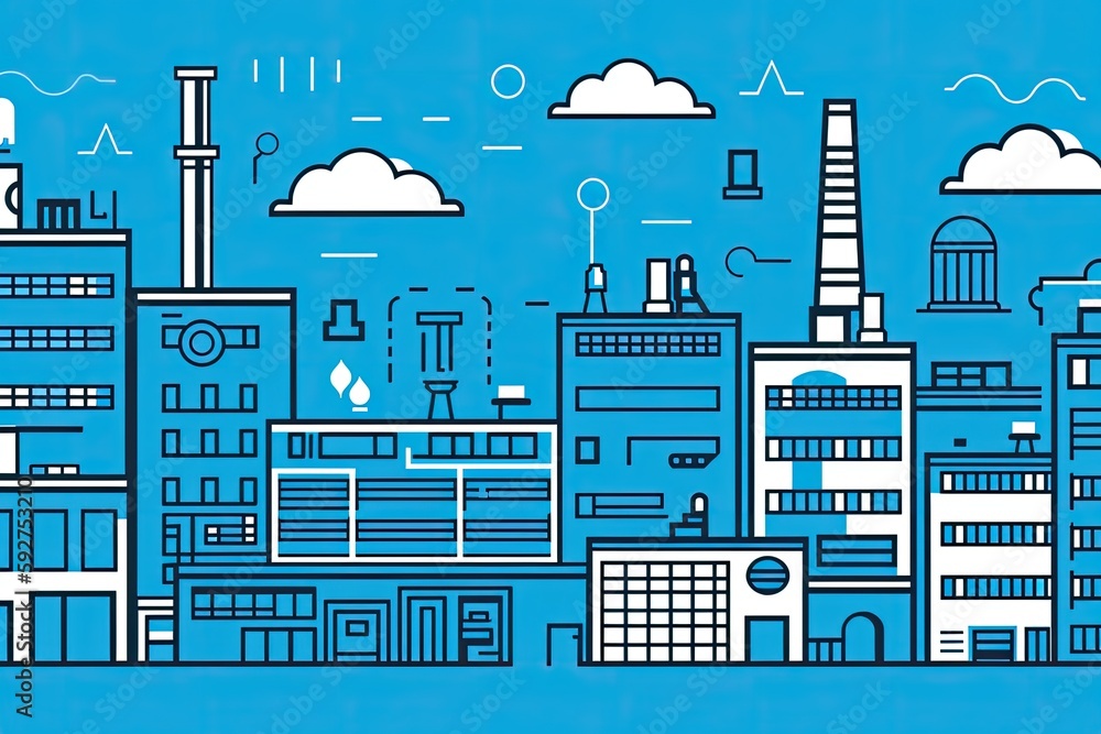 Aufkleber using internet of things technology to automate against a backdrop of a modern city clever business 