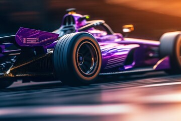 Violet Race Car in Motion Blur. Generative AI