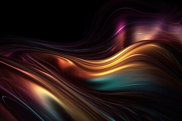 Glow of Colours in Motion: Metallic Wave Light Wallpaper Design: Generative AI