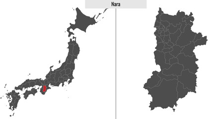 map of Nara prefecture of Japan