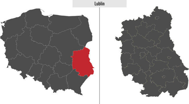 map of Lublin voivodship province of Poland