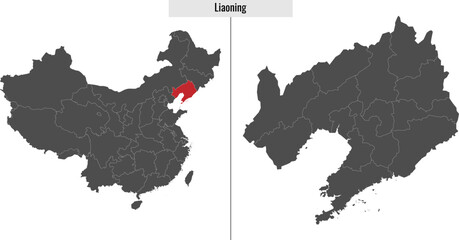 map of Liaoning province of China - obrazy, fototapety, plakaty