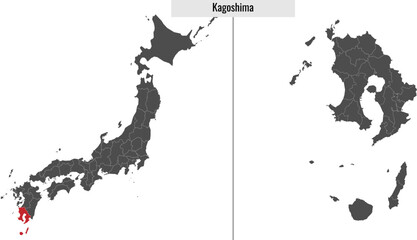 map of Kagoshima prefecture of Japan