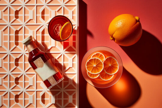 Bar de lujo especialista en c&oacute;cteles con bartender, ron a&ntilde;ejo con naranjas, restaurante con bebidas de lujo, hecho con IA