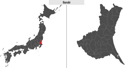 map of Ibaraki prefecture of Japan
