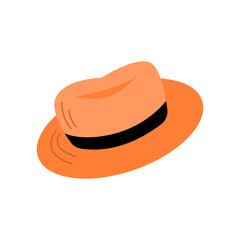 Summer hat. Fashion accessory for man and woman. Retro style headdress unisex. Vector flat illustration isolated on white background